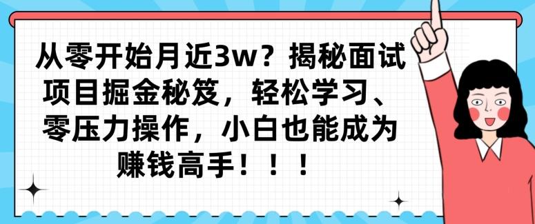 从零开始月近3w？揭秘面试项目掘金秘笈，轻松学习、零压力操作，小白也能成为赚钱高手-心语项目网