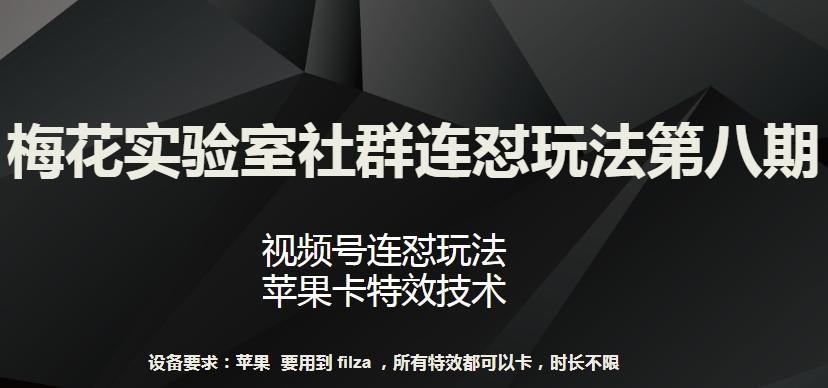 梅花实验室社群连怼玩法第八期，视频号连怼玩法 苹果卡特效技术【揭秘】-心语项目网