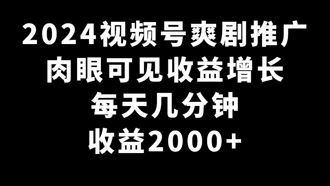 2024视频号爽剧推广，肉眼可见的收益增长，每天几分钟收益2000+-心语项目网