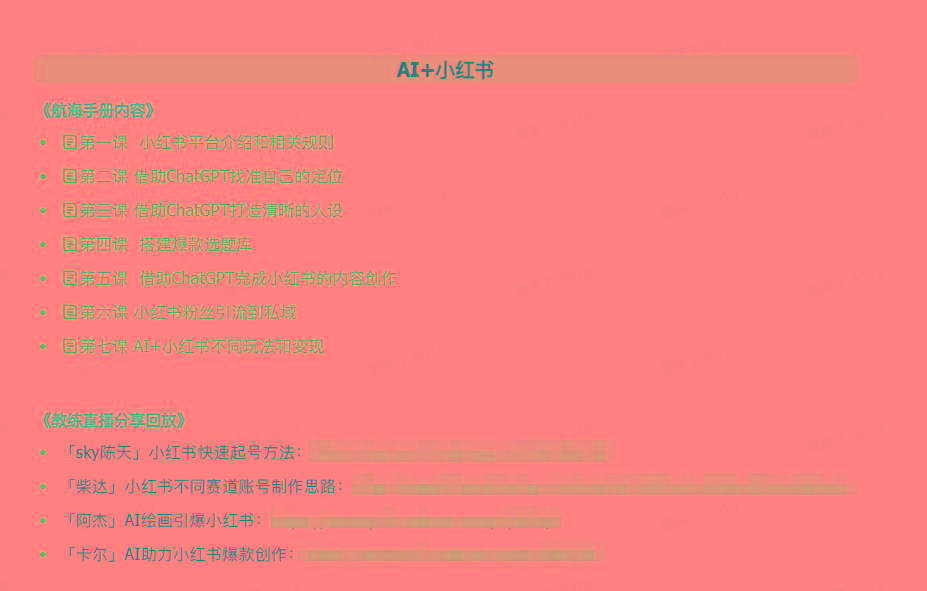 图片[2]-(9351期)AI破局手册+教练分享合集：AI提示词/AI+小红书 /AI+公众号/AI+绘画/AI编程-心语项目网