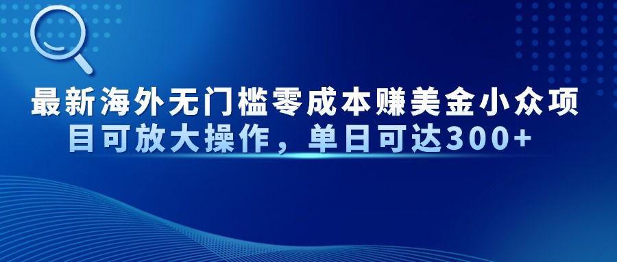 最新海外无门槛零成本赚美金小众项目可放大操作，单日可达300+-心语项目网