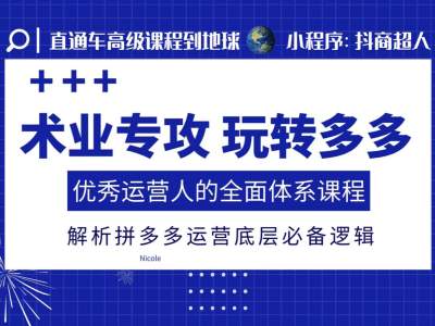 术业专攻玩转多多，优秀运营人的全面体系课程，解析拼多多运营底层必备逻辑-心语项目网