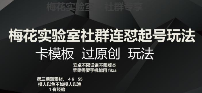 梅花实验室社群连怼起号玩法，卡模板过原创玩法【揭秘】-心语项目网