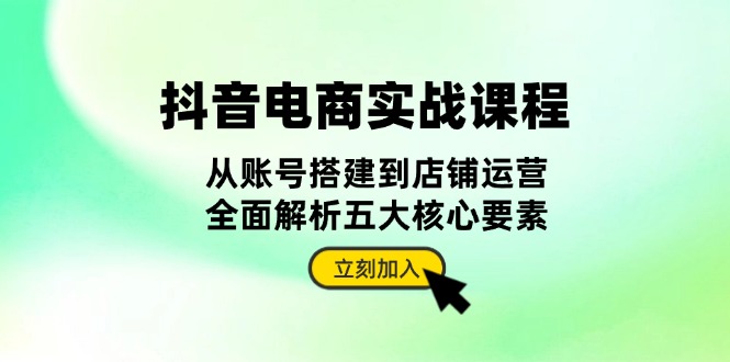 抖音 电商实战课程：从账号搭建到店铺运营，全面解析五大核心要素-心语项目网