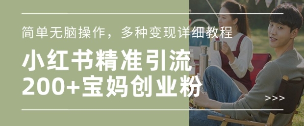 小红书混剪日引200+宝妈创业粉，简单无脑操作，多种变现详细教程-心语项目网