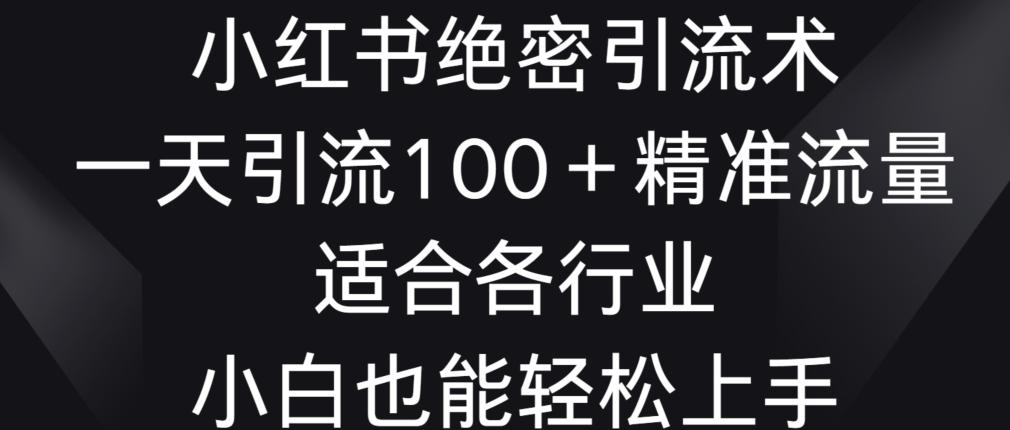 小红书绝密引流术，一天引流100+精准流量，适合各个行业，小白也能轻松上手【揭秘】-心语项目网
