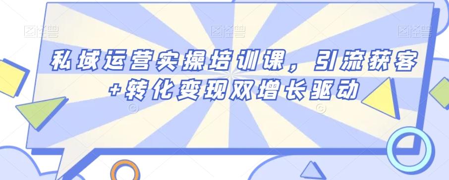 私域运营实操培训课，引流获客+转化变现双增长驱动-心语项目网
