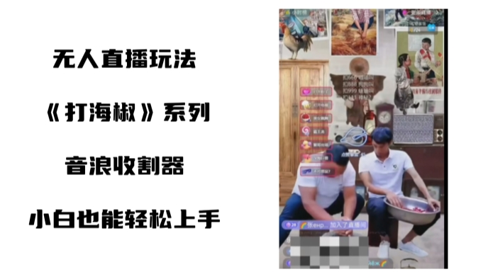 打海椒无人直播整蛊项目，小白轻松上手撸音浪收割器-心语项目网