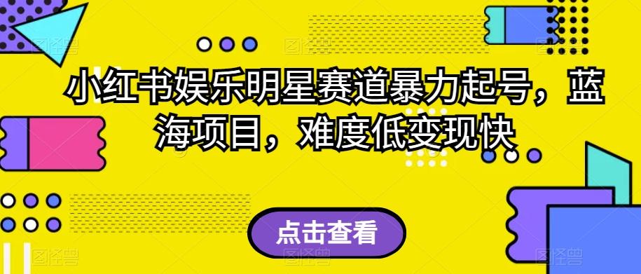 小红书娱乐明星赛道暴力起号，蓝海项目，难度低变现快【揭秘】-心语项目网