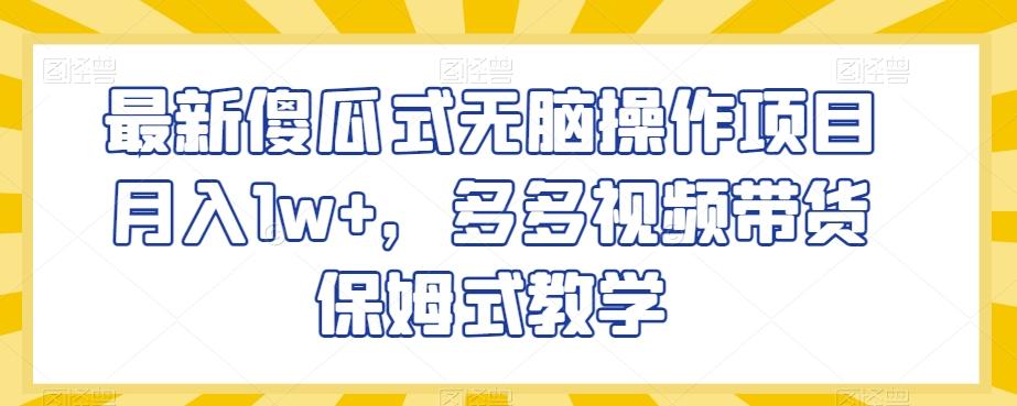 最新傻瓜式无脑操作项目月入1w+，多多视频带货保姆式教学【揭秘】-心语项目网