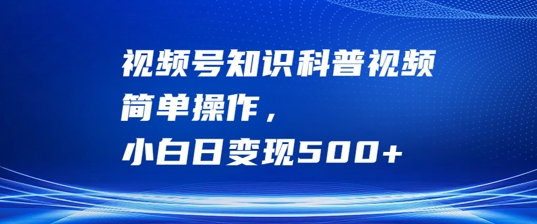 视频号知识科普视频，简单操作，小白日变现500+【揭秘】-心语项目网