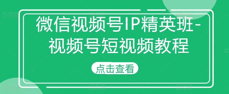 微信视频号IP精英班-视频号短视频教程-心语项目网