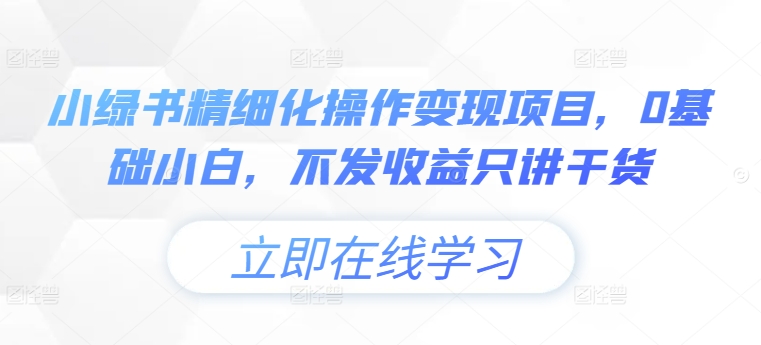 小绿书精细化操作变现项目，0基础小白，不发收益只讲干货-心语项目网