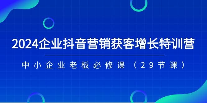 2024企业抖音-营销获客增长特训营，中小企业老板必修课(29节课-心语项目网