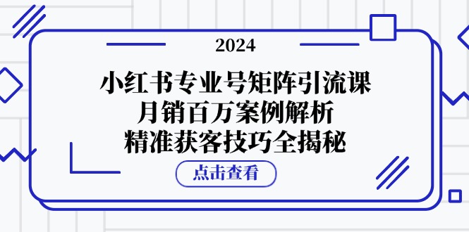 小红书专业号矩阵引流课，月销百万案例解析，精准获客技巧全揭秘-心语项目网