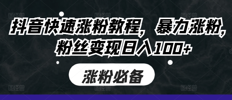 抖音快速涨粉教程，暴力涨粉，粉丝变现日入100+-心语项目网