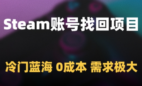Steam账号找回项目，冷门蓝海，0成本，需求极大-心语项目网