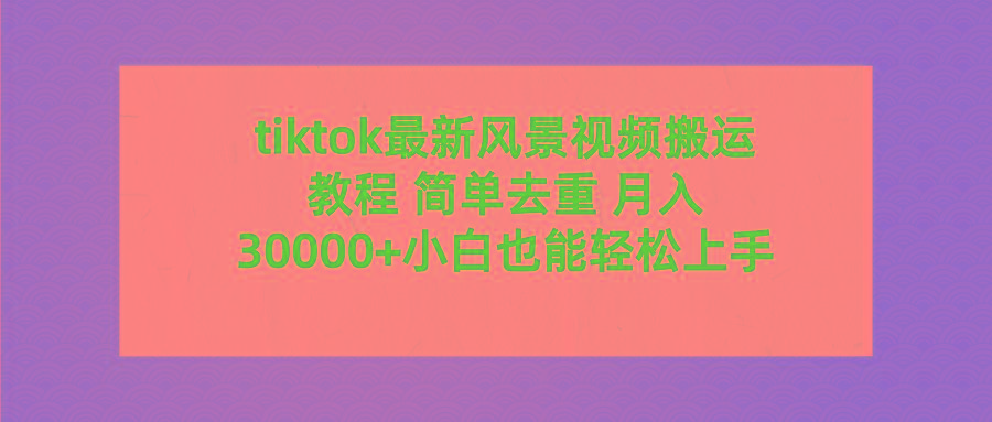 (9804期)tiktok最新风景视频搬运教程 简单去重 月入30000+附全套工具-心语项目网