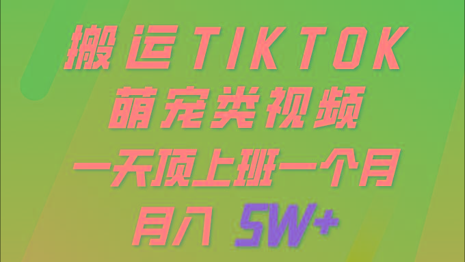 (9931期)一键搬运TIKTOK萌宠类视频 一部手机即可操作 所有平台均可发布 轻松月入5W+-心语项目网