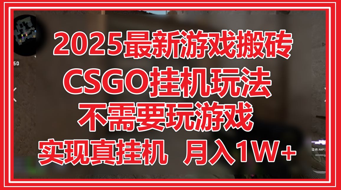 2025最新游戏搬砖，CSGO挂机，不需要玩游戏，实现真挂机，月入1W+-心语项目网