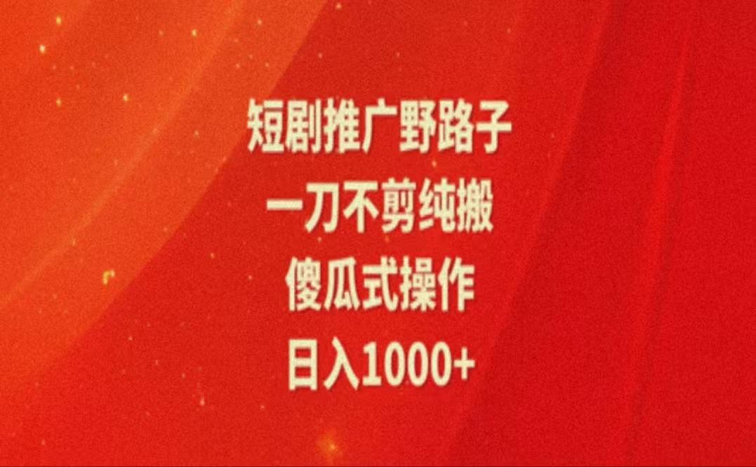 暑假风口项目，短剧推广全新玩法，一刀不剪纯搬运，轻松日入1000+-心语项目网