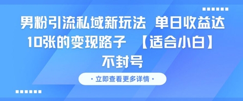 男粉引流私域新玩法，单日收益达10张的变现路子 【适合小白】不封号-心语项目网