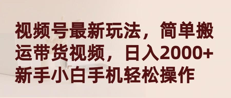 (9486期)视频号最新玩法，简单搬运带货视频，日入2000+，新手小白手机轻松操作-心语项目网