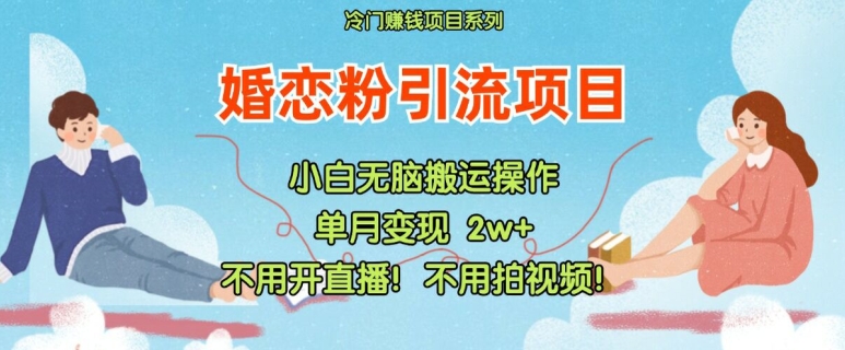 小红书婚恋粉引流，不用开直播，不用拍视频，不用做交付【揭秘】-心语项目网