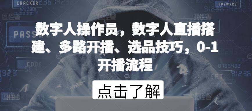 数字人操作员，数字人直播搭建、多路开播、选品技巧，0-1开播流程-心语项目网