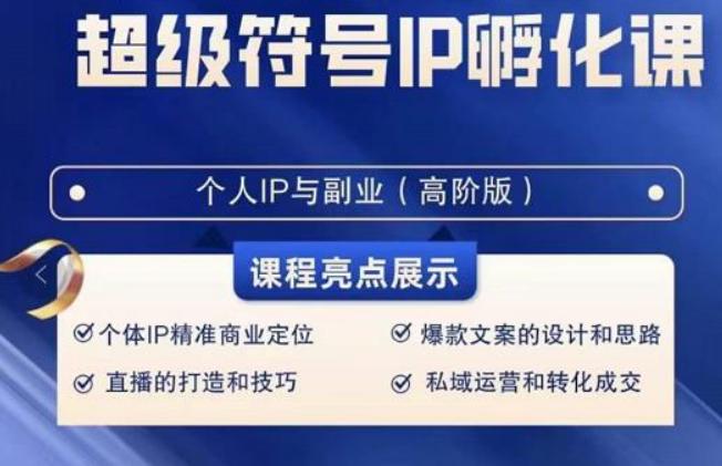 超级符号IP孵化高阶课，建立流量思维底层逻辑，打造属于自己IP（51节课）-心语项目网