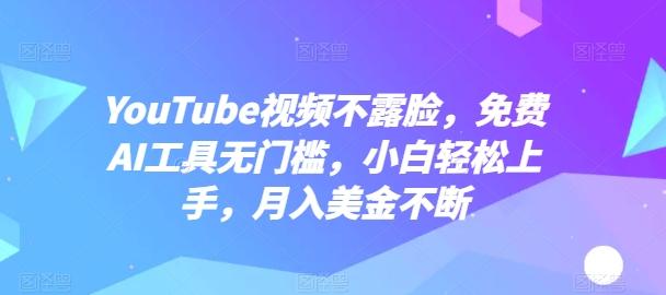 YouTube视频不露脸，免费AI工具无门槛，小白轻松上手，月入美金不断【揭秘】-心语项目网