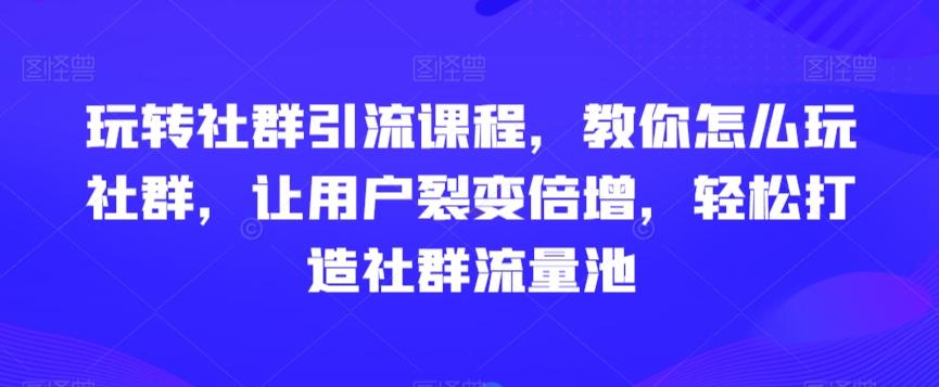 玩转社群引流课程，教你怎么玩社群，让用户裂变倍增，轻松打造社群流量池-心语项目网
