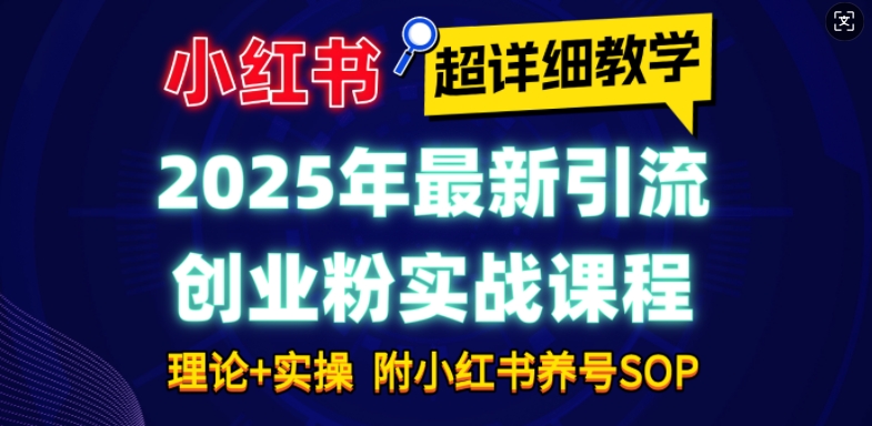 2025年最新小红书引流创业粉实战课程【超详细教学】小白轻松上手，月入1W+，附小红书养号SOP-心语项目网