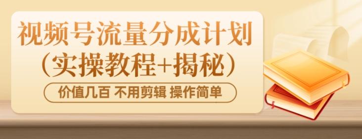 价值几百上千不用剪辑简单操作视频号流量分成计划（实操教程+揭秘）-心语项目网