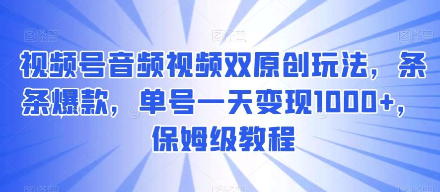 视频号音频视频双原创玩法，条条爆款，单号一天变现1000+，保姆级教程【揭秘】-心语项目网