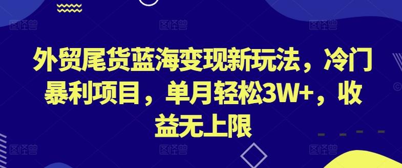 外贸尾货蓝海变现新玩法，冷门暴利项目，单月轻松3W+，收益无上限【揭秘】-心语项目网
