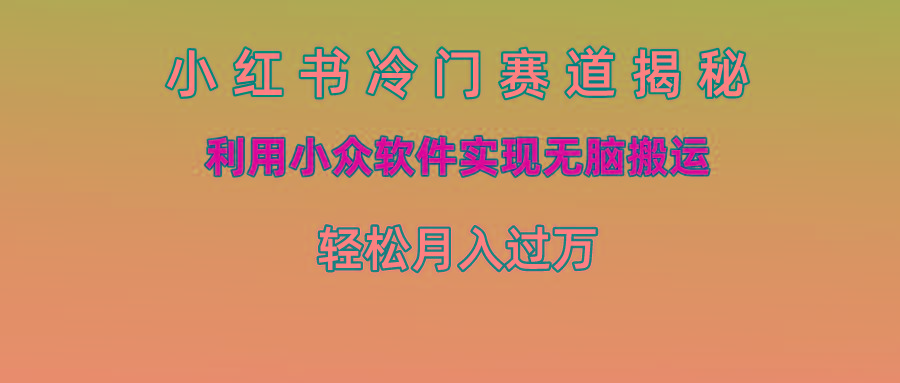 小红书冷门赛道揭秘,利用小众软件实现无脑搬运,轻松月入过万-心语项目网