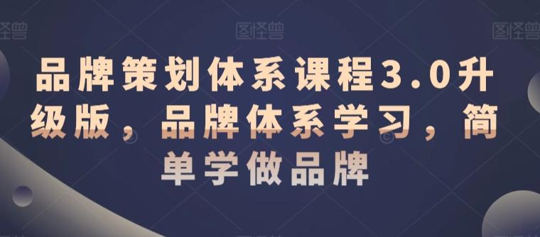 品牌策划体系课程3.0升级版，品牌体系学习，简单学做品牌-心语项目网