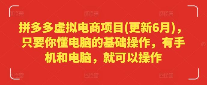 拼多多虚拟电商项目(更新6月)，只要你懂电脑的基础操作，有手机和电脑，就可以操作-心语项目网
