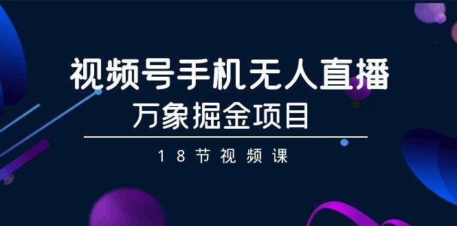 视频号手机无人直播-万象掘金项目(18节视频课)-心语项目网