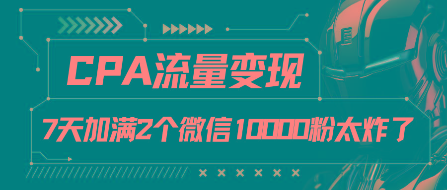 CPA流量变现，7天加满两个微信10000粉-心语项目网