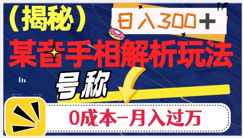 日入300+的，抖音手相解析玩法，号称0成本月入过万（揭秘）-心语项目网