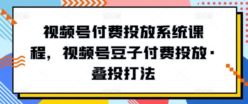 视频号付费投放系统课程，视频号豆子付费投放·叠投打法-心语项目网