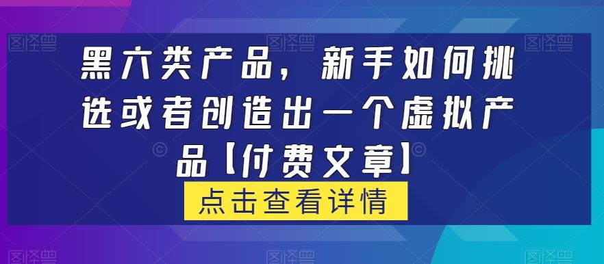 黑六类虚拟产品，新手如何挑选或者创造出一个虚拟产品【付费文章】-心语项目网