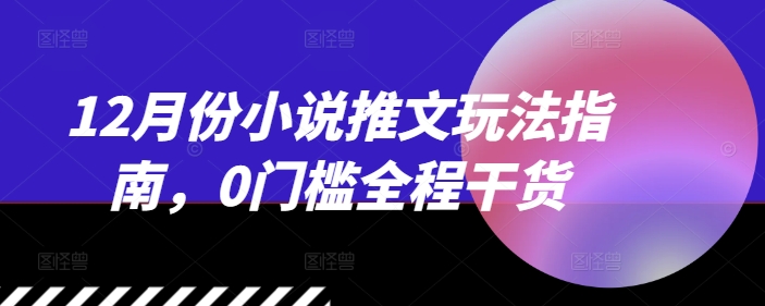 12月份小说推文玩法指南，0门槛全程干货-心语项目网