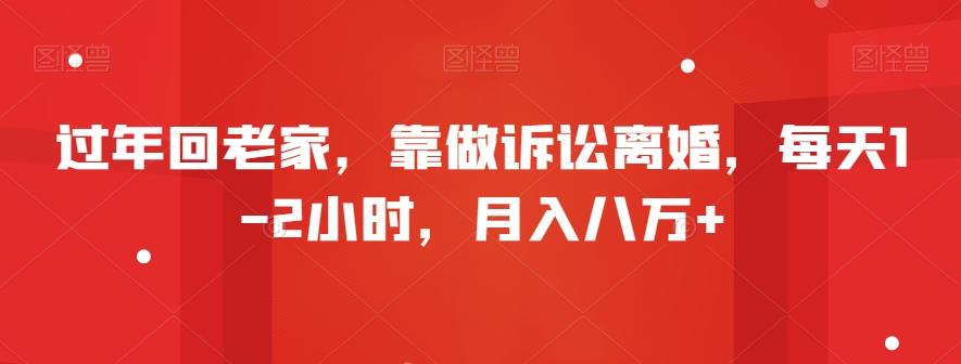 过年回老家，靠做诉讼离婚，每天1-2小时，月入八万+-心语项目网