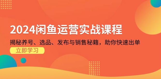 2024闲鱼运营实战课程：揭秘养号、选品、发布与销售秘籍，助你快速出单-心语项目网