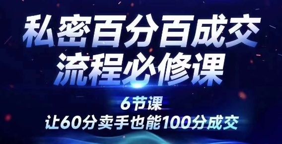 私密百分百成交流程线上训练营，绝对成交，让60分卖手也能100分成交-心语项目网