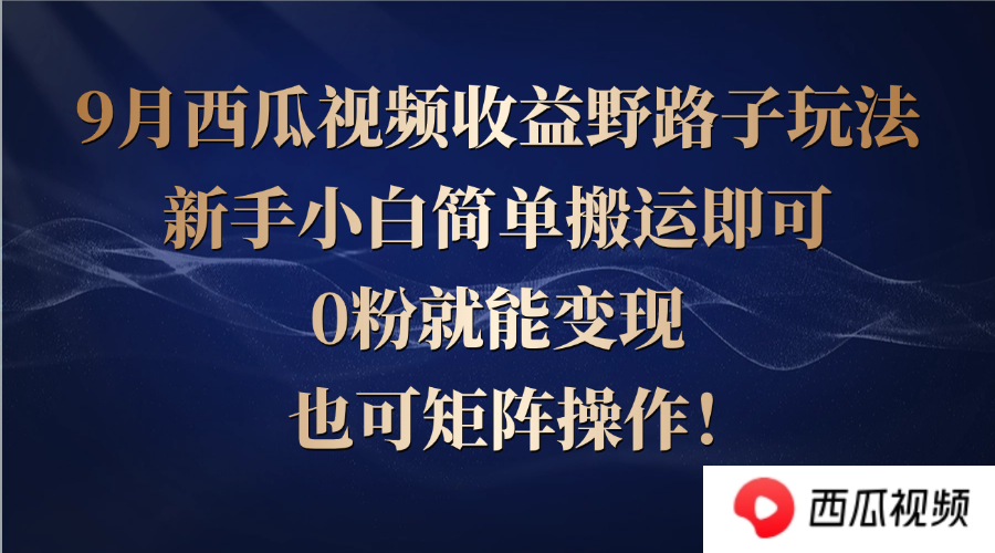 西瓜视频收益野路子玩法，新手小白简单搬运即可，0粉就能变现，也可矩…-心语项目网