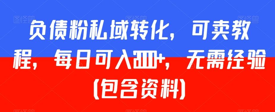 负债粉私域转化，可卖教程，每日可入2000+，无需经验（包含资料）【揭秘】-心语项目网